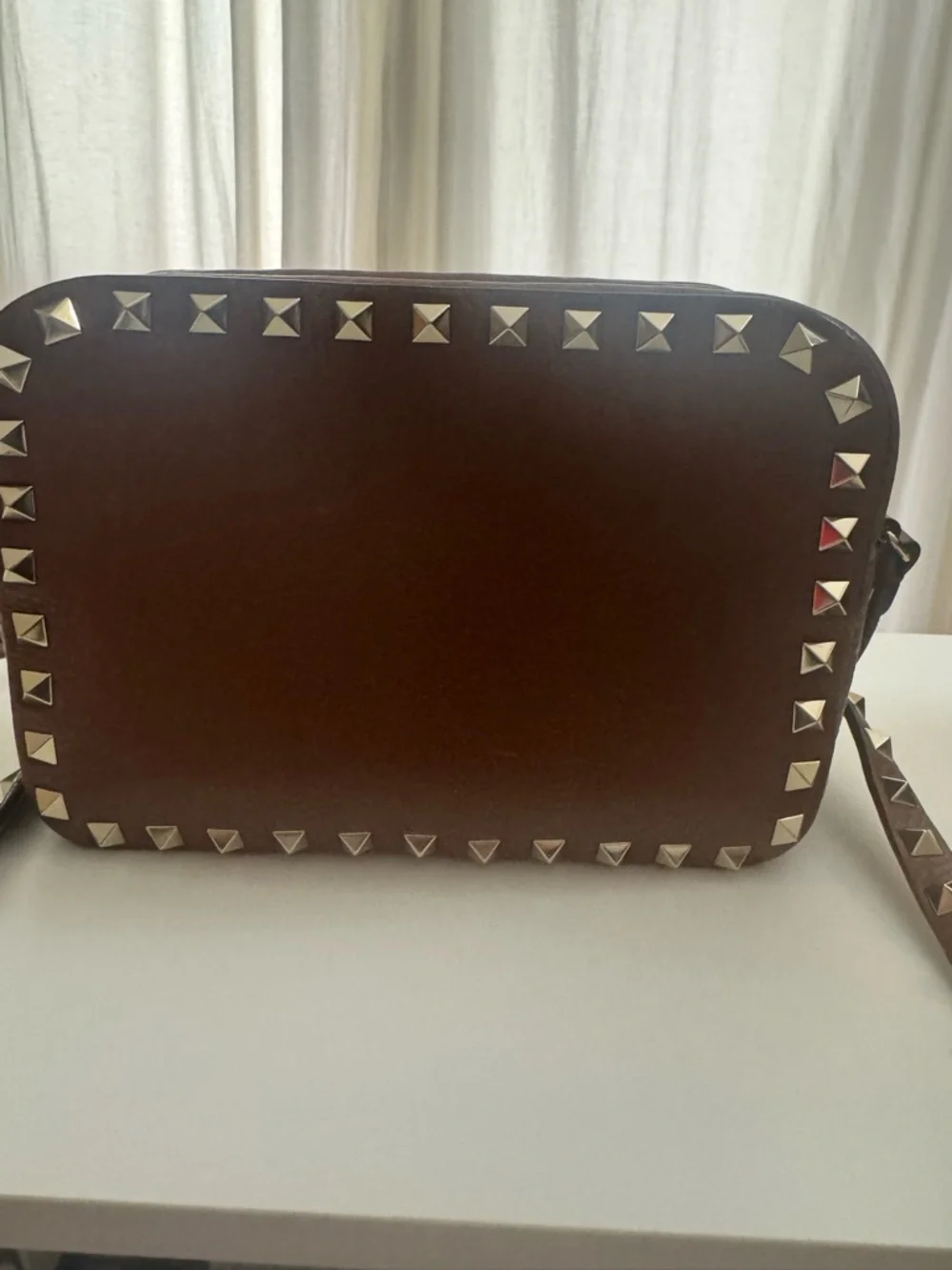 Valentino Rockstud Brown Leather Crossbody Bag - Picture 10 of 10